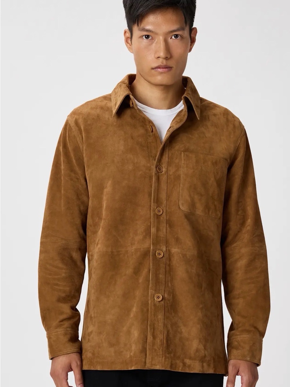 Quince Suede Shirt Jacket in Brown